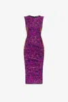 Roberto Cavalli Leopard-print Fitted Dress In Purple