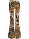 Roberto Cavalli Leo Printed Mid Rise Flared Pants In 504 Nature