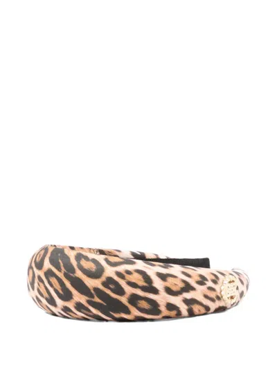 Roberto Cavalli Leopard-print Headband In Black
