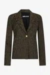 Roberto Cavalli Leopard Print Jacket Blazer In Brown