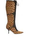Roberto Cavalli Pointed Lace-up Boots With Leopard Skin In Brown