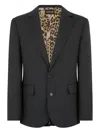 Roberto Cavalli Leopard-print Lining Wool Blazer In Black