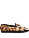 Roberto Cavalli Flat Loafers In Cheetah Skin In Brown