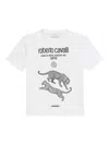 Roberto Cavalli Leopard-print Logo T-shirt In White