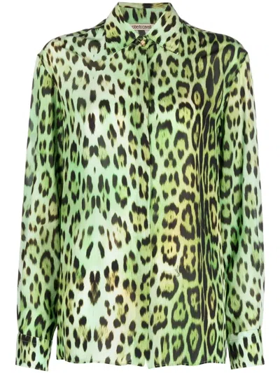 Roberto Cavalli Hemd Mit Leoparden-print In Neutrals