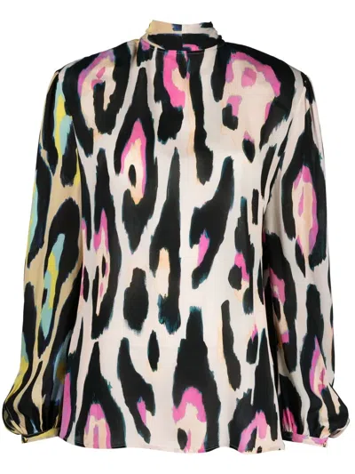 Roberto Cavalli Leopard Print Long-sleeve Shirt In Neutrals