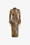 Roberto Cavalli Leopard-print Midi Dress In Light Brown