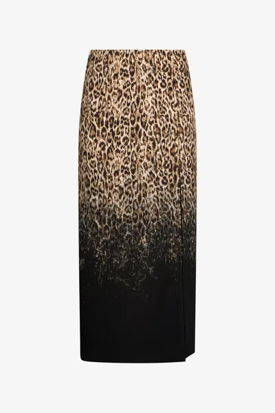 Roberto Cavalli Leopard Print Midi Skirt