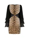 Roberto Cavalli Leopard-print Mini Dress In Light Brown