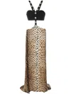 Roberto Cavalli Leopard-print Panelled Maxi Dress In Black