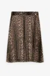 Roberto Cavalli Leopard-print Pleated Skirt In Light Brown