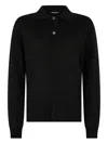 Roberto Cavalli Jaguar Skin Long-sleeved Knitted Polo In Black