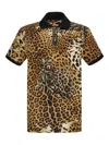 Roberto Cavalli Leopard-print Polo Shirt In Neutrals