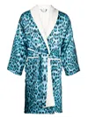 Roberto Cavalli Leopard-print Robe In Blue