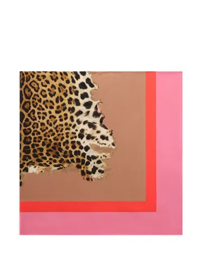 Roberto Cavalli Leopard Print Scarf In Brown