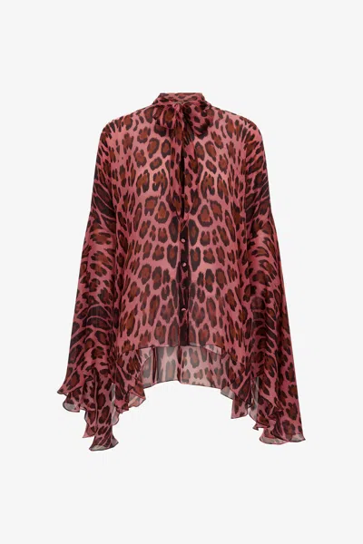 Roberto Cavalli Leopard Print Shirt In Fuchsia
