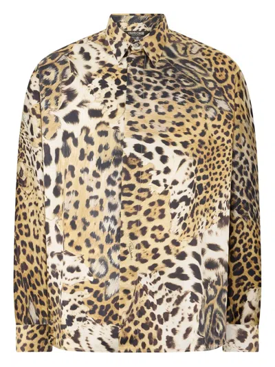 Roberto Cavalli Leopard-print Shirt In Multi