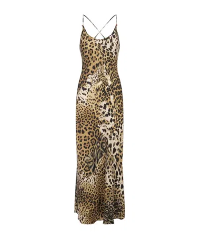ROBERTO CAVALLI LEOPARD PRINT SILK DRESS