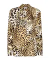 Roberto Cavalli Leo Printed Silk Twill Jacket In Nude