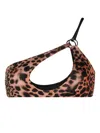 Roberto Cavalli Leopard-print Single-shoulder Bikini Top In Orange