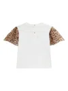 Roberto Cavalli Leopard-print Sleeve T-shirt In Multi