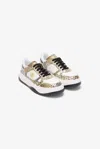 Roberto Cavalli Leopard Print Sneaker With Monogram Rc In Multi