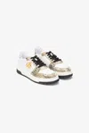 Roberto Cavalli Leopard Print Sneaker With Monogram Rc In White