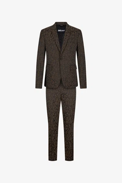 Roberto Cavalli Leopard Print Suit In Brown