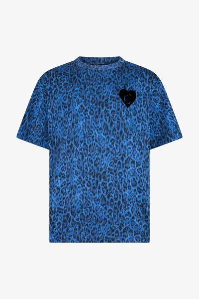 Roberto Cavalli Leopard Print T-shirt In Blue