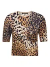 Roberto Cavalli Malachite Print Short Sleeve Knit In Brown