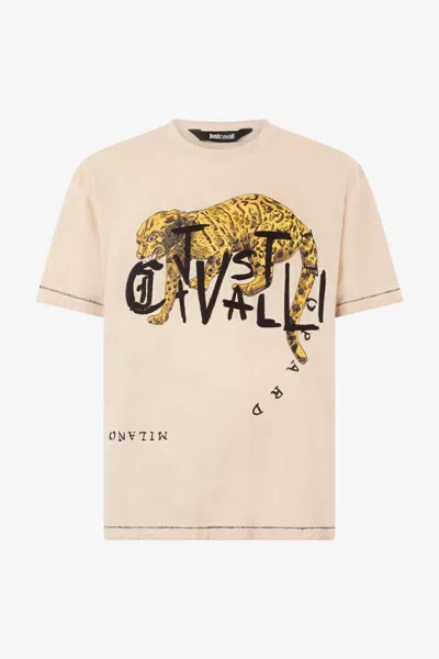 Roberto Cavalli Leopard Print T-shirt In Light Brown