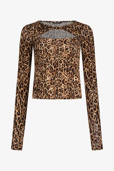 Roberto Cavalli Leopard Print T-shirt In Sand