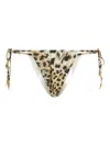 Roberto Cavalli Leopard-print Tie-side Biquini Button In Brown