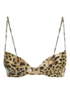 Roberto Cavalli Leopard-print Triangle Bikini Top In Gold