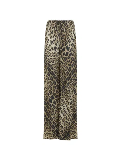 Roberto Cavalli Leopard-print Trousers In Brown