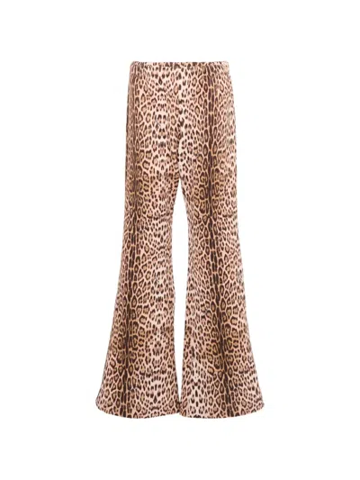 Roberto Cavalli Kids' Leopard Print Trousers In Brown