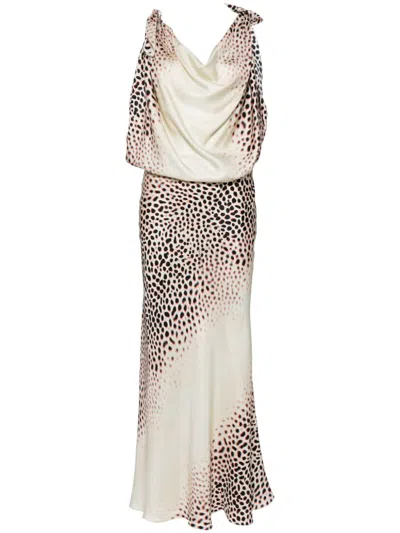 ROBERTO CAVALLI LEOPARD-PRINTED SILK DRESS