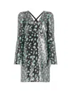 Roberto Cavalli Leopard Sequin-embellished Dress In Light Blue/black