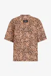 Roberto Cavalli Leopard Skin Print T-shirt With Logo In Animal Print