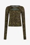 Roberto Cavalli Leopard Skin Print Top With Cut-out In Green