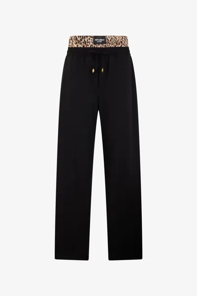 Roberto Cavalli Leopard Skin Waist Joggers In Black