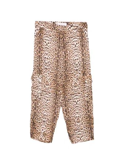 Roberto Cavalli Kids' Leopard-print Cargo Pants In Brown