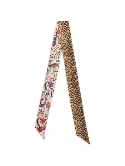 Roberto Cavalli Leopard-print Floral-pattern Scarf In Multi