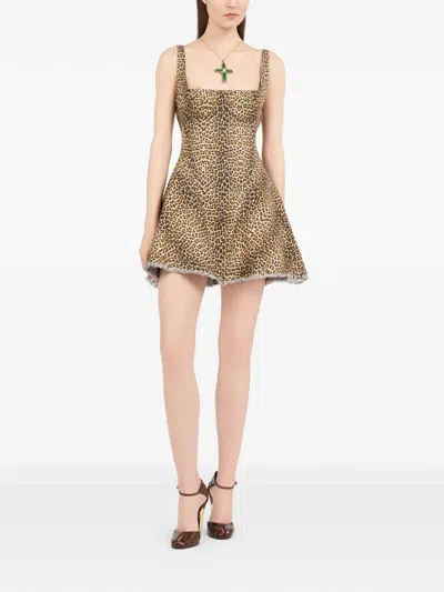 Roberto Cavalli Leopard-print Frayed Dress In Animal Print