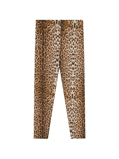 Roberto Cavalli Kids' Leopard-print Leggings In Brown