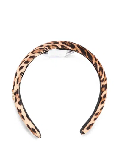 Roberto Cavalli Kids' Leopard-print Logo-plaque Headband In Neutrals