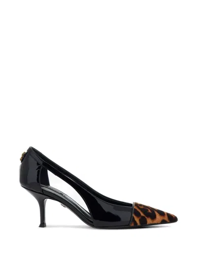 Roberto Cavalli Leopard-print Patent-finish Pumps In Black
