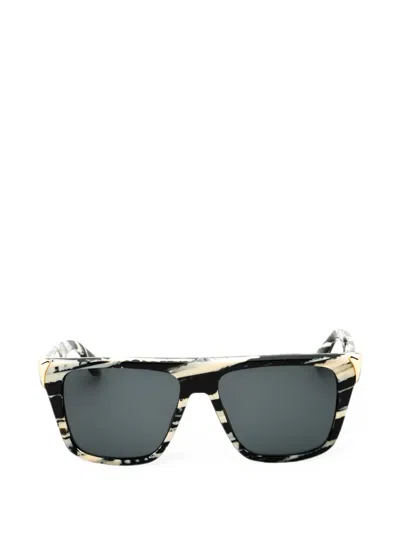 Roberto Cavalli Leopard-print Rectangle-frame Sunglasses In Black
