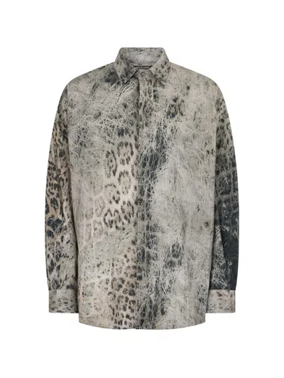 Roberto Cavalli Leopard-print Shirt In Gray
