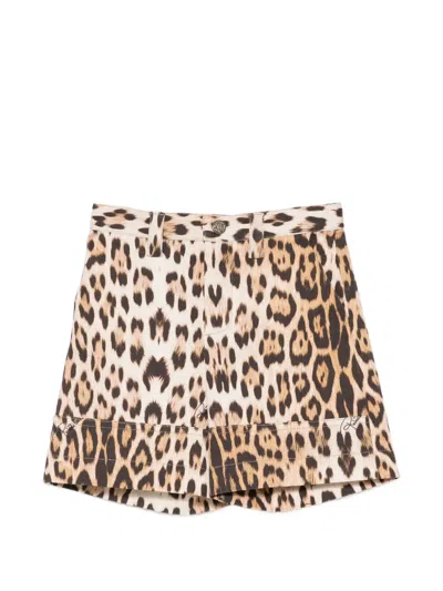 Roberto Cavalli Kids' Leopard-print Shorts In Neutral